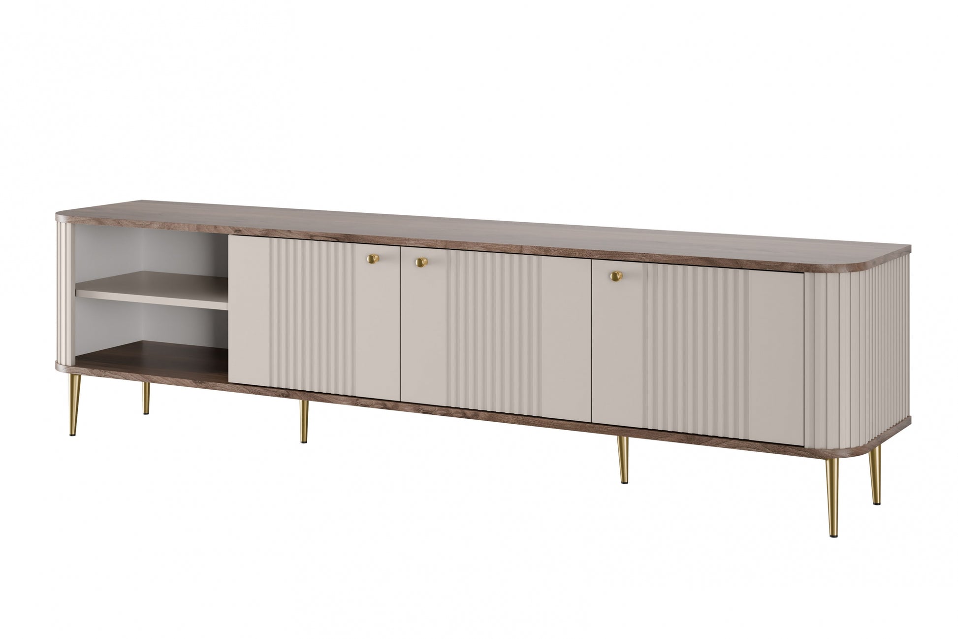 TV skapis Vespa  187/51/38 cm kašmirs/rieksts/zelts - N1 Home