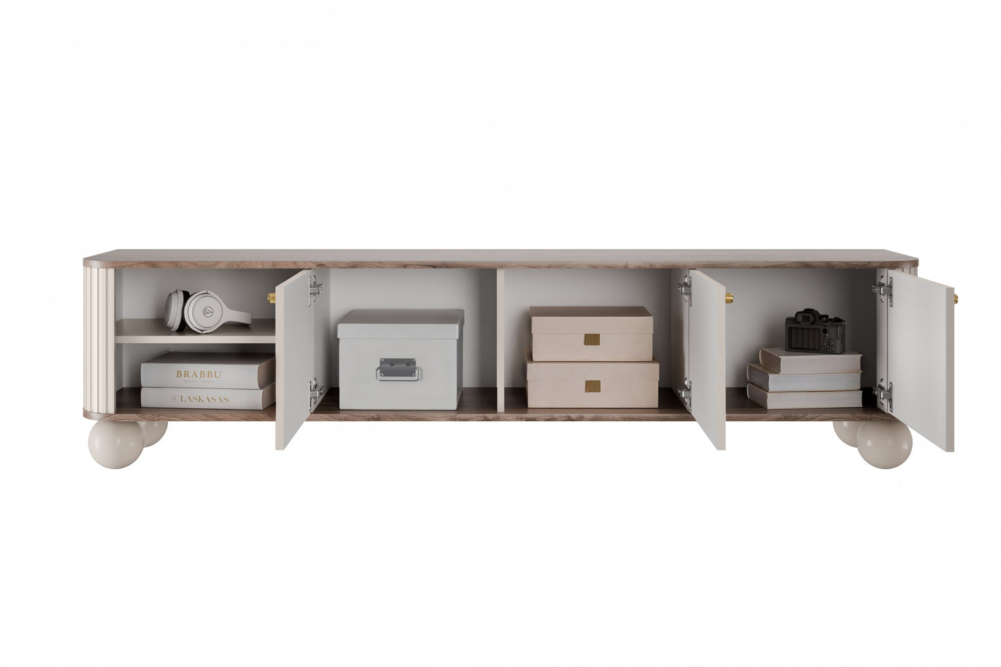 TV skapis Vespa  187/48/38 cm kašmirs/rieksts/zelts - N1 Home