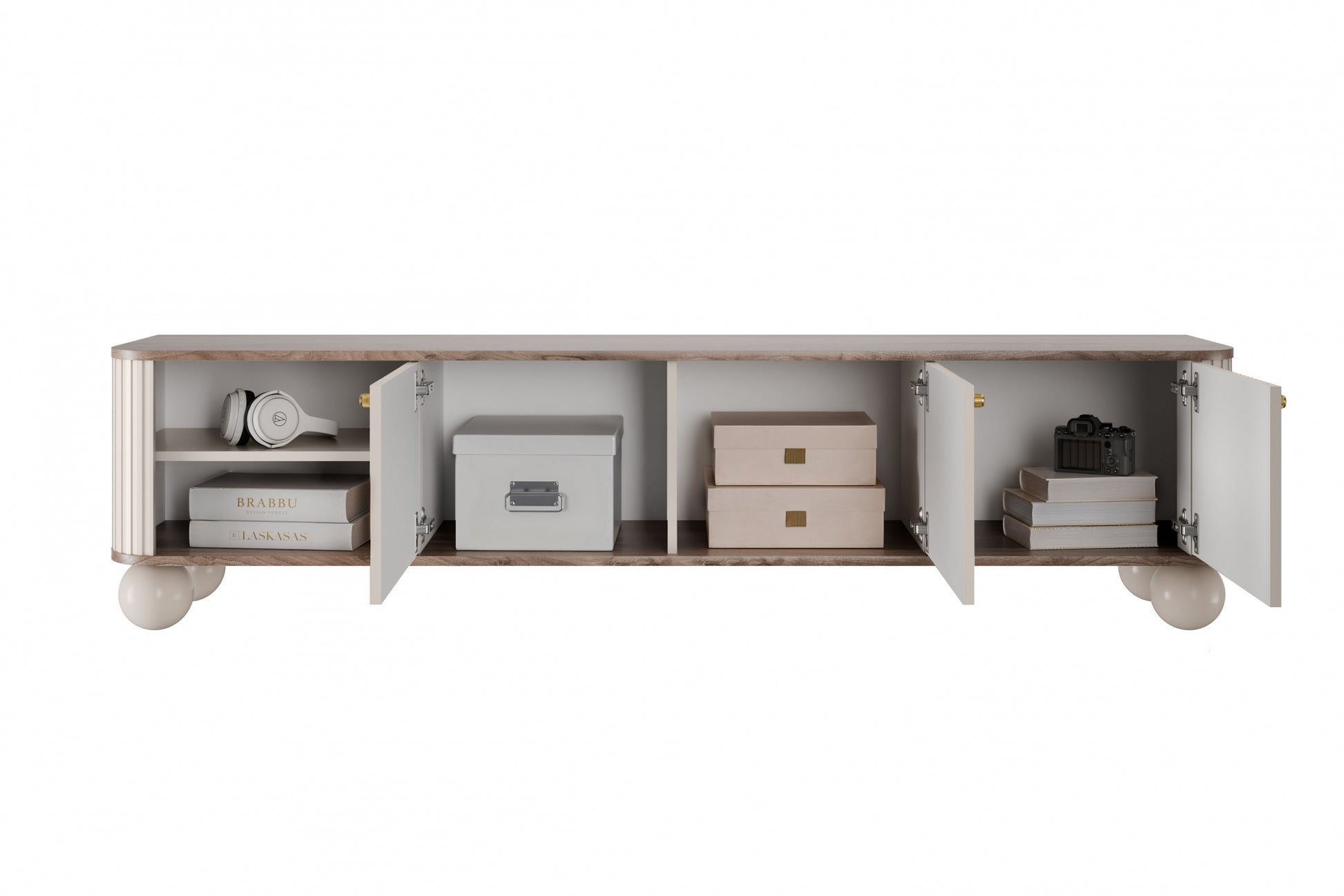 TV skapis Vespa  187/48/38 cm kašmirs/rieksts/zelts - N1 Home