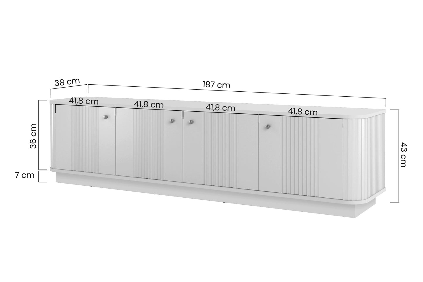 TV skapis Vespa 187/43/38 cm kašmirs/melns - N1 Home