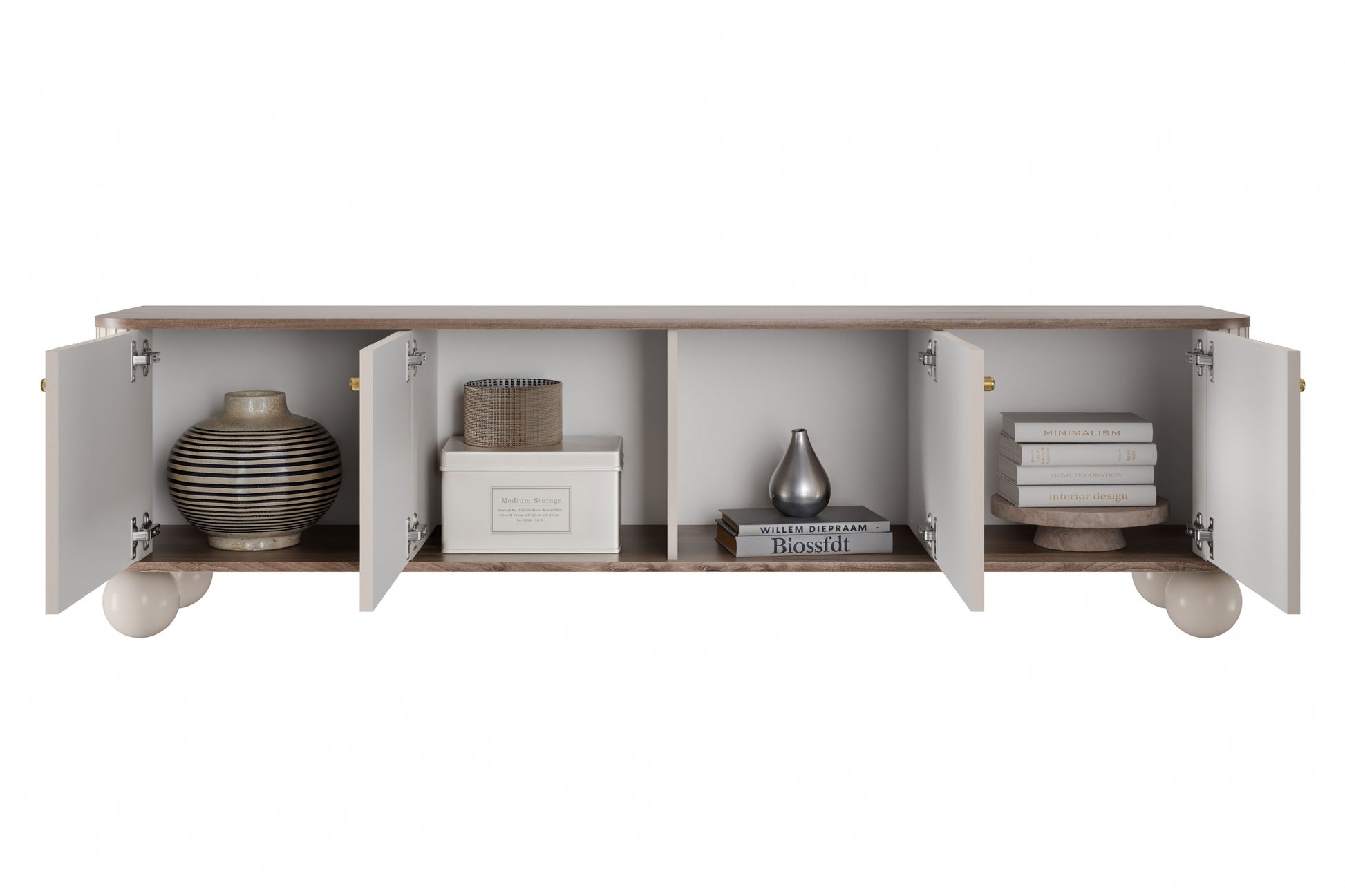 TV skapis Vespa 187/48/38 cm kašmirs/reiksts/zelts - N1 Home