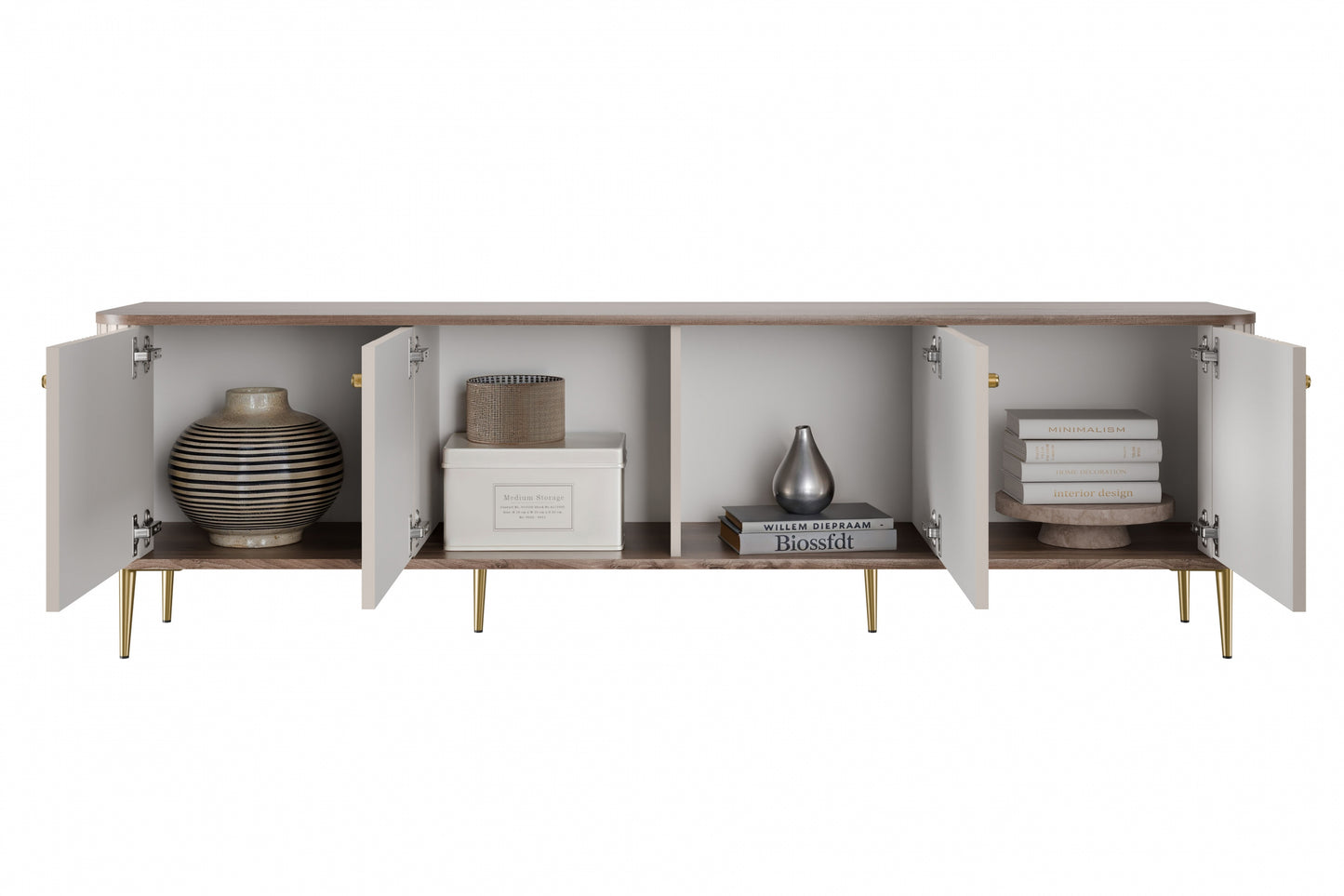 TV skapis Vespa 187/51/38 cm kašmirs/zelts - N1 Home