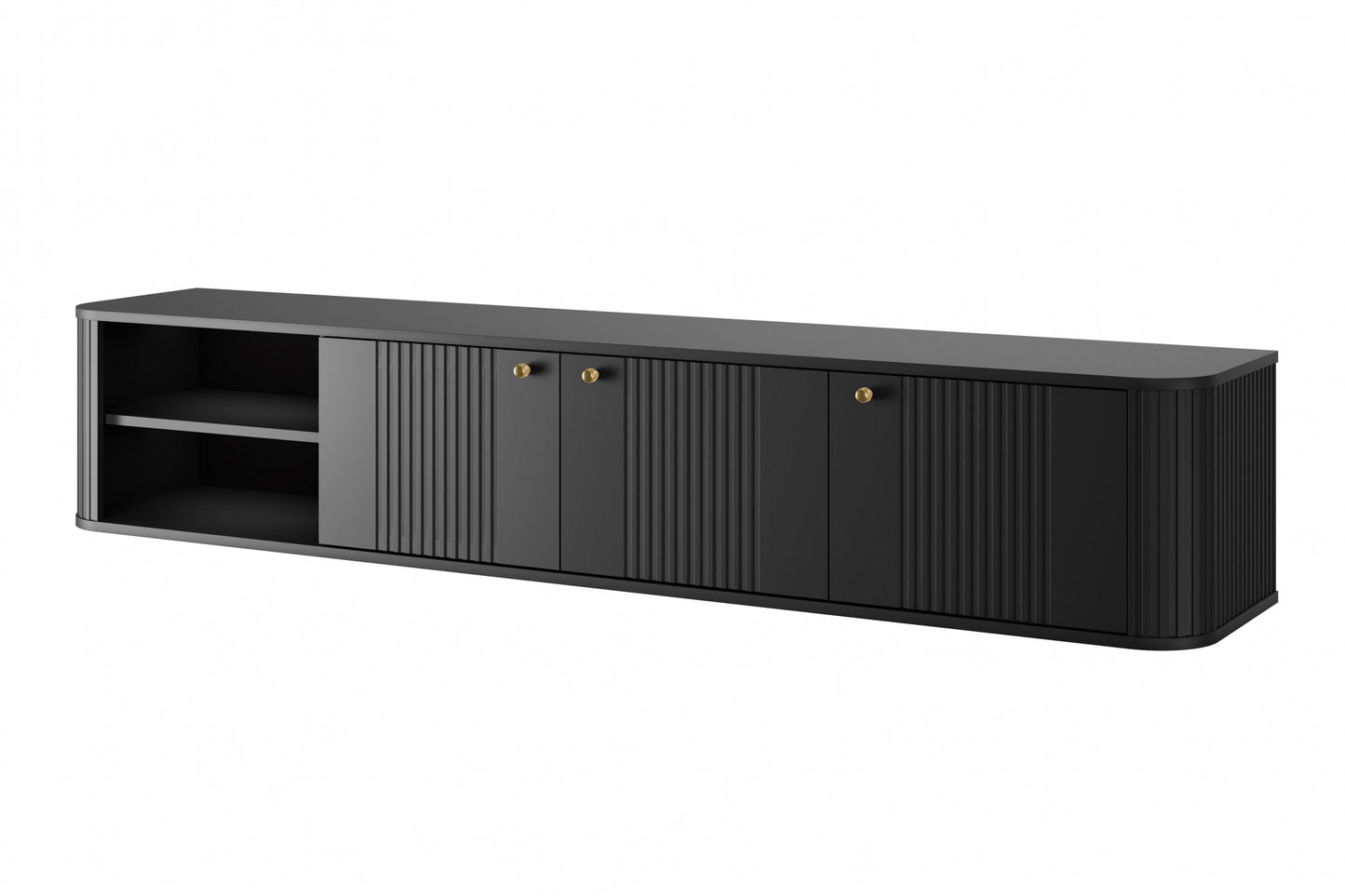 TV skapis Vespa  187/36/38 cm melns/zelts - N1 Home