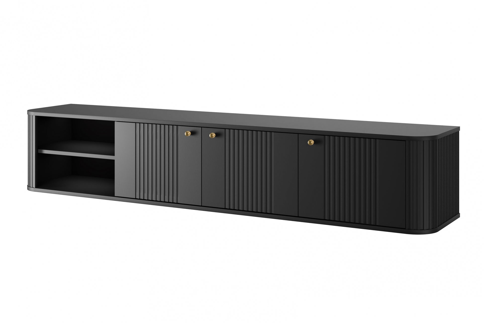 TV skapis Vespa  187/36/38 cm melns/zelts - N1 Home