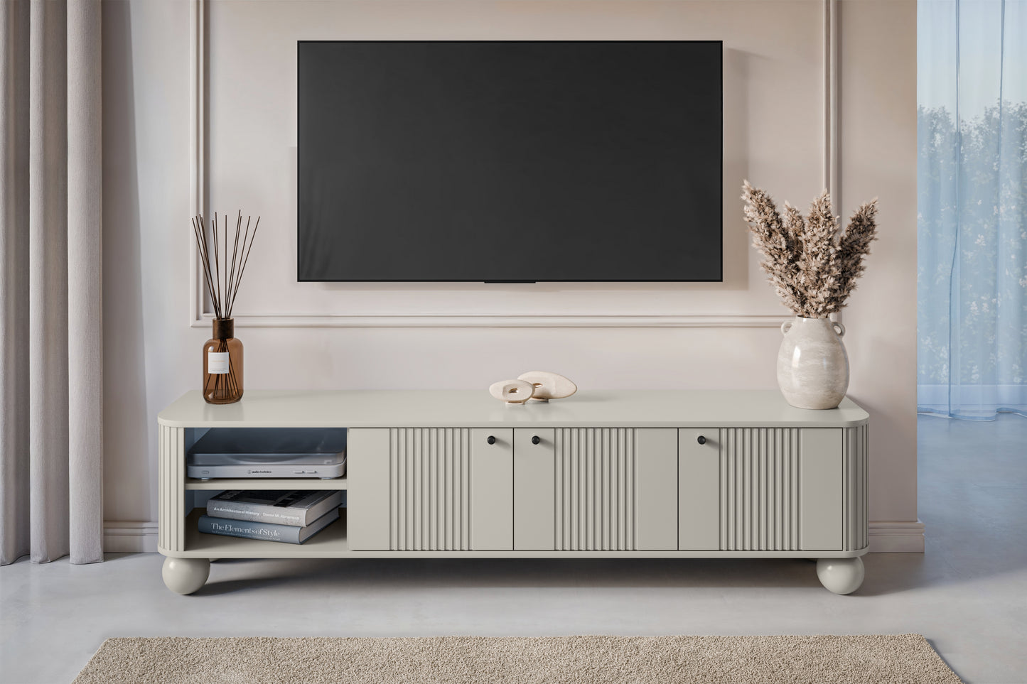 TV skapis Vespa  187/48/38 cm kašmirs/melns - N1 Home