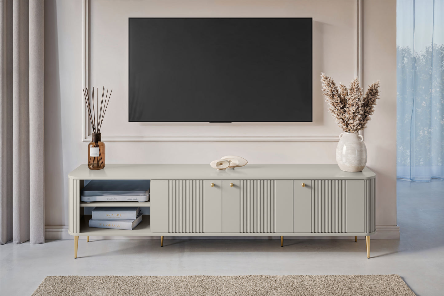 TV skapis Vespa  187/51/38 cm kašmirs/zelts - N1 Home