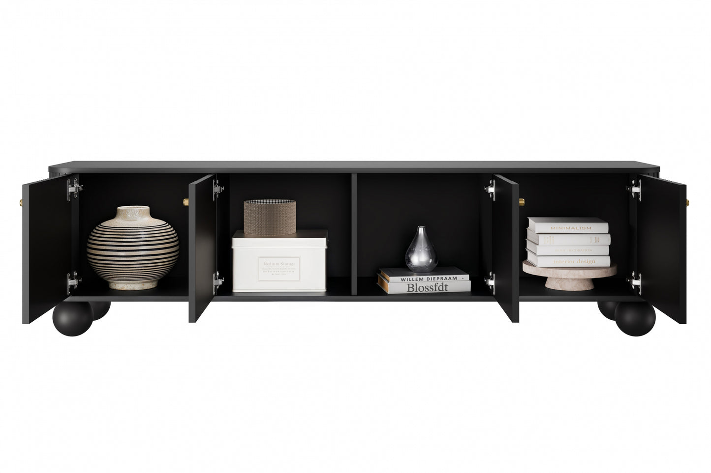 TV skapis Vespa 187/48/38 cm melns/zelts - N1 Home