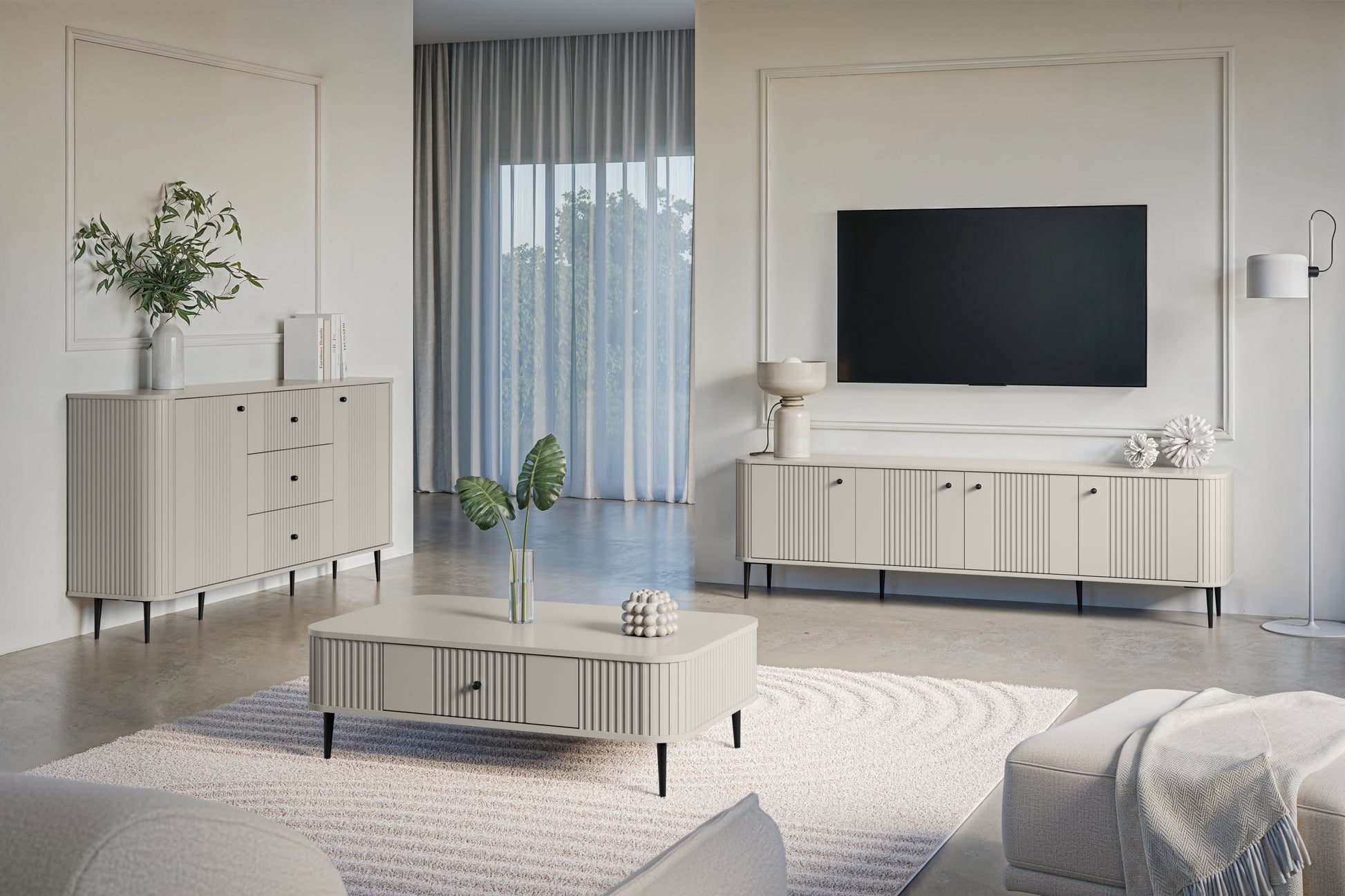 TV skapis Vespa 187/51/38 cm kašmirs/melns - N1 Home