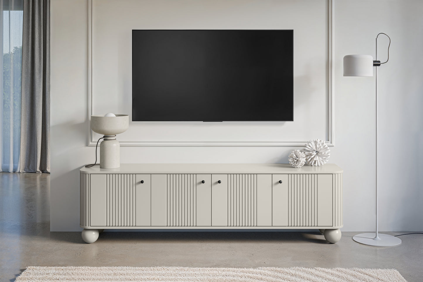 TV skapis Vespa 187/48/38 cm kašmirs/melns - N1 Home