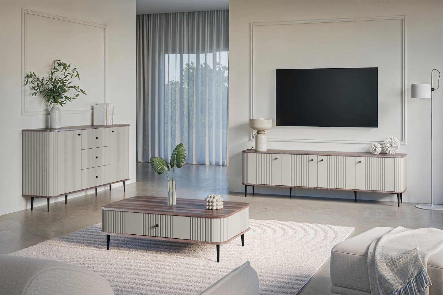 TV skapis Vespa 187/51/38 cm kašmirs/rieksts/ - N1 Home