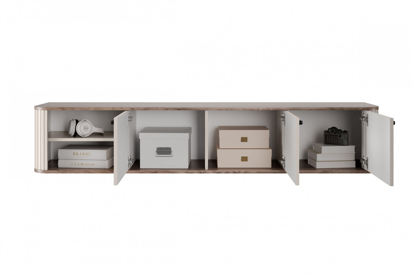 TV skapis Vespa  187/36/38 cm kašmirs/rieksts/melns - N1 Home