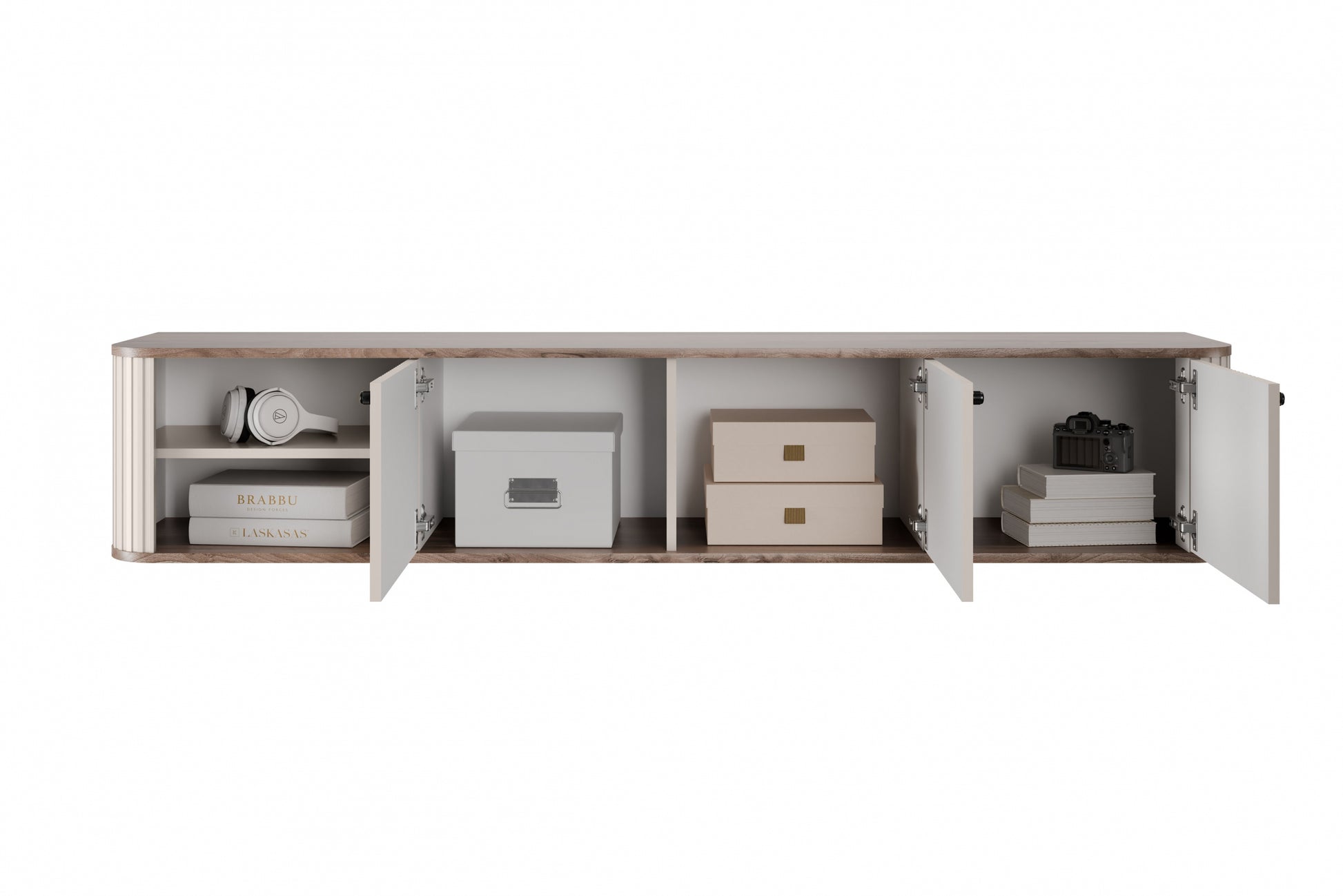 TV skapis Vespa  187/36/38 cm kašmirs/rieksts/melns - N1 Home