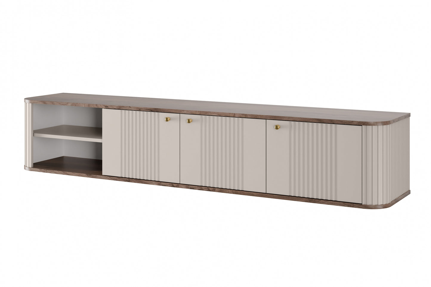 TV skapis Vespa  187/36/38 cm kašmirs/rieksts/zelts - N1 Home