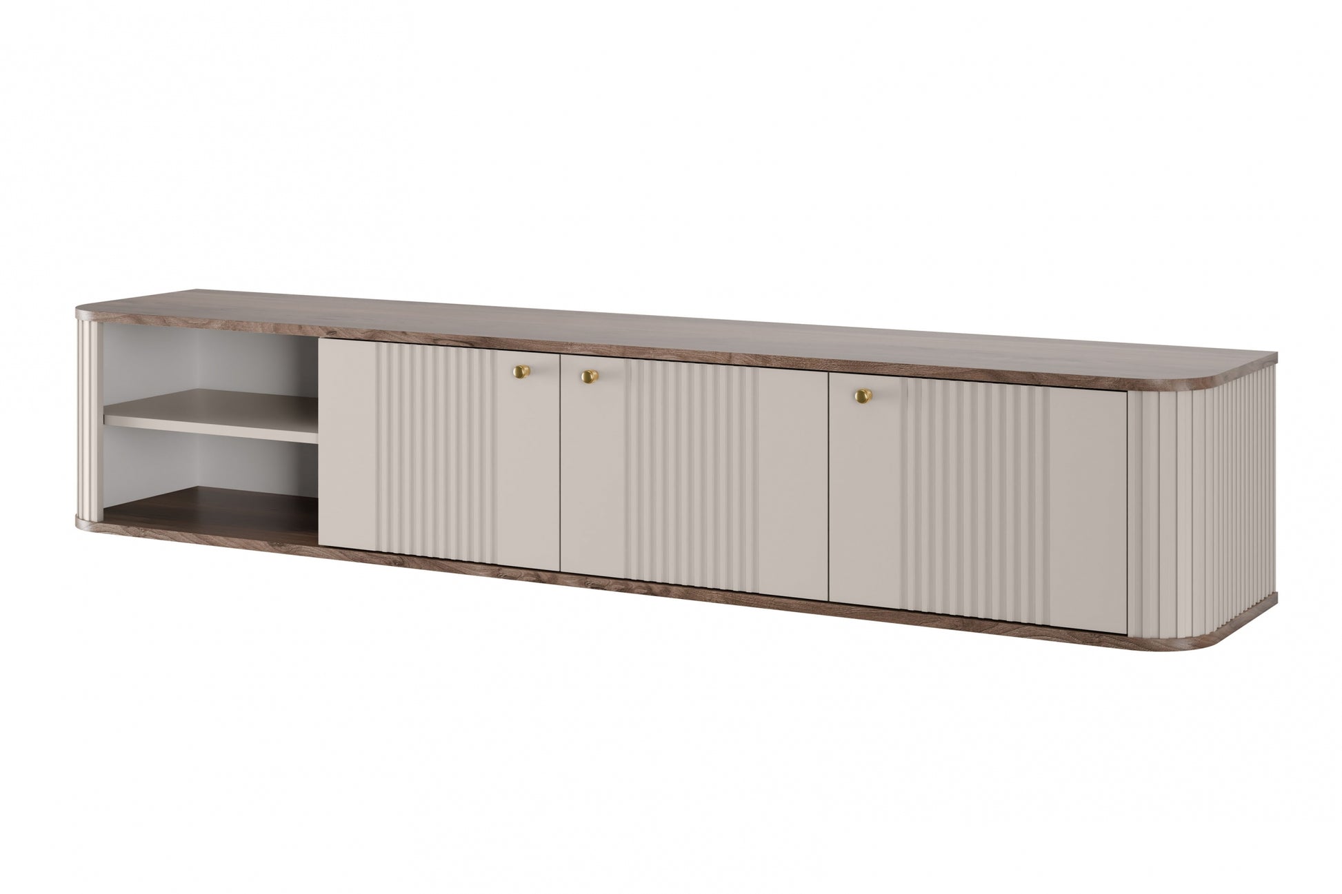 TV skapis Vespa  187/36/38 cm kašmirs/rieksts/zelts - N1 Home