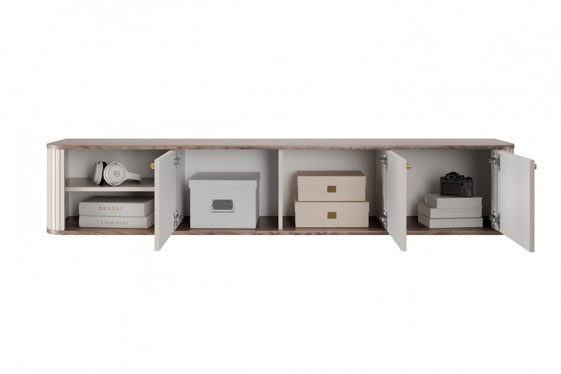 TV skapis Vespa  187/36/38 cm kašmirs/rieksts/zelts - N1 Home