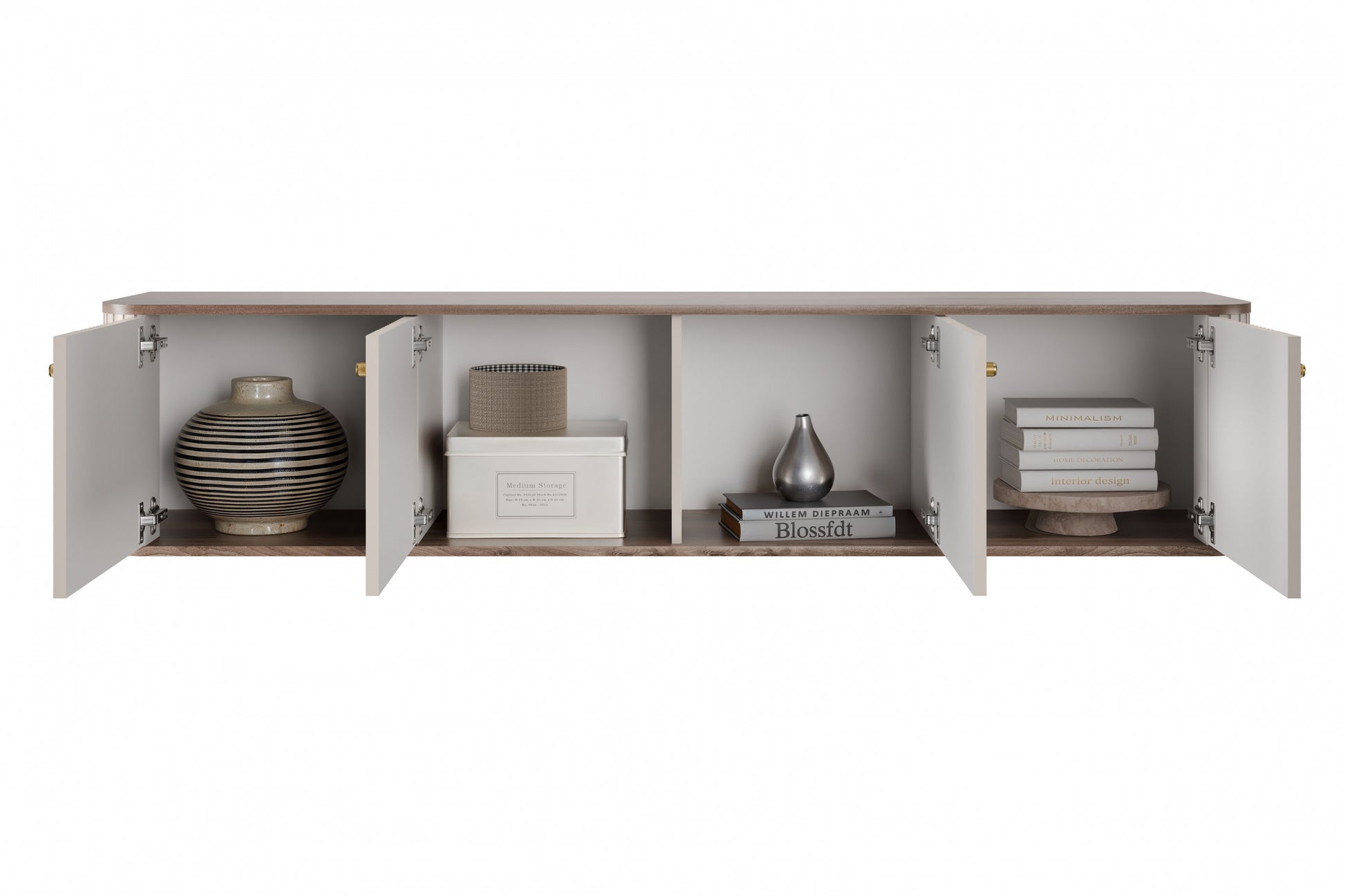 TV skapis Vespa 187/36/38 cm kašmirs/rieksts/zelts - N1 Home