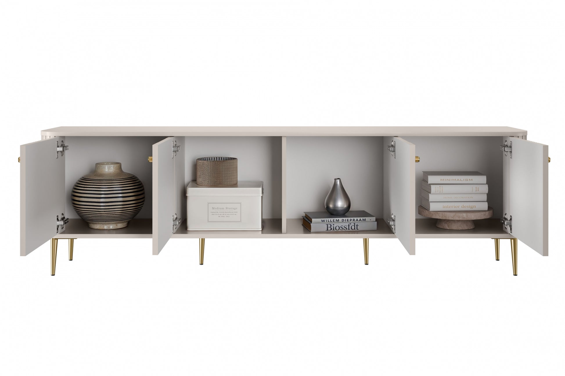 TV skapis Vespa 187/36/38 cm kašmirs/zelts - N1 Home