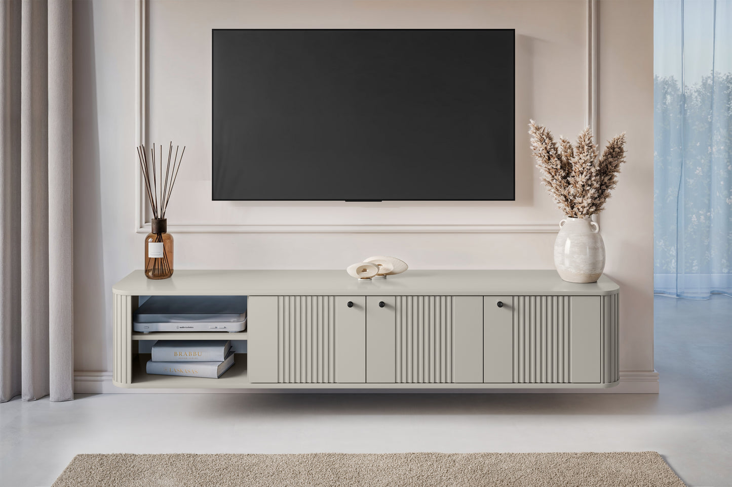 TV skapis Vespa  187/36/38 cm kašmirs/melns - N1 Home