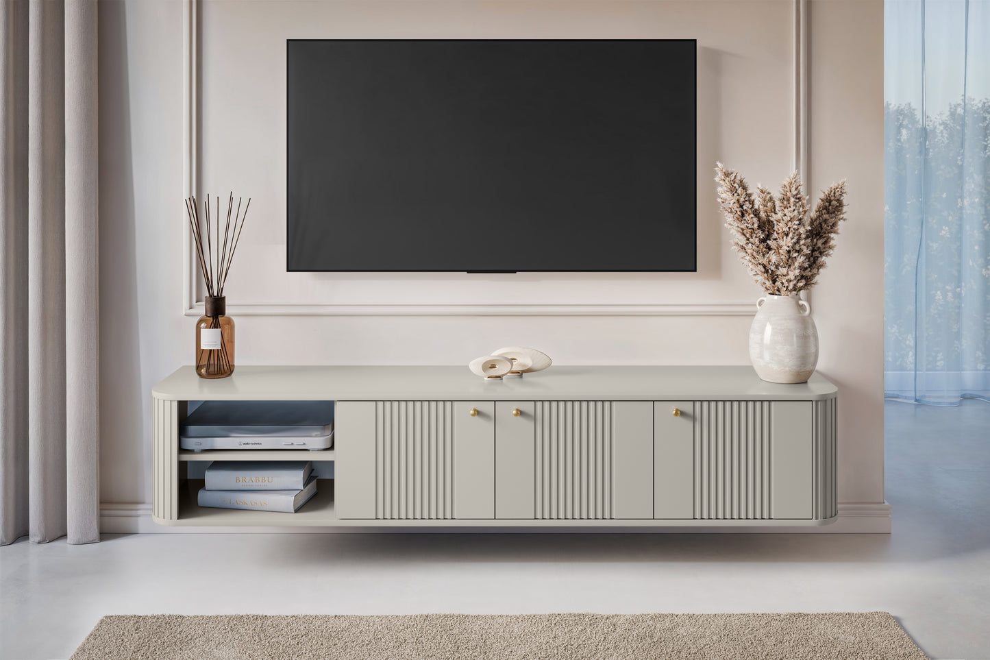 TV skapis Vespa  187/36/38 cm kašmirs/zelts - N1 Home