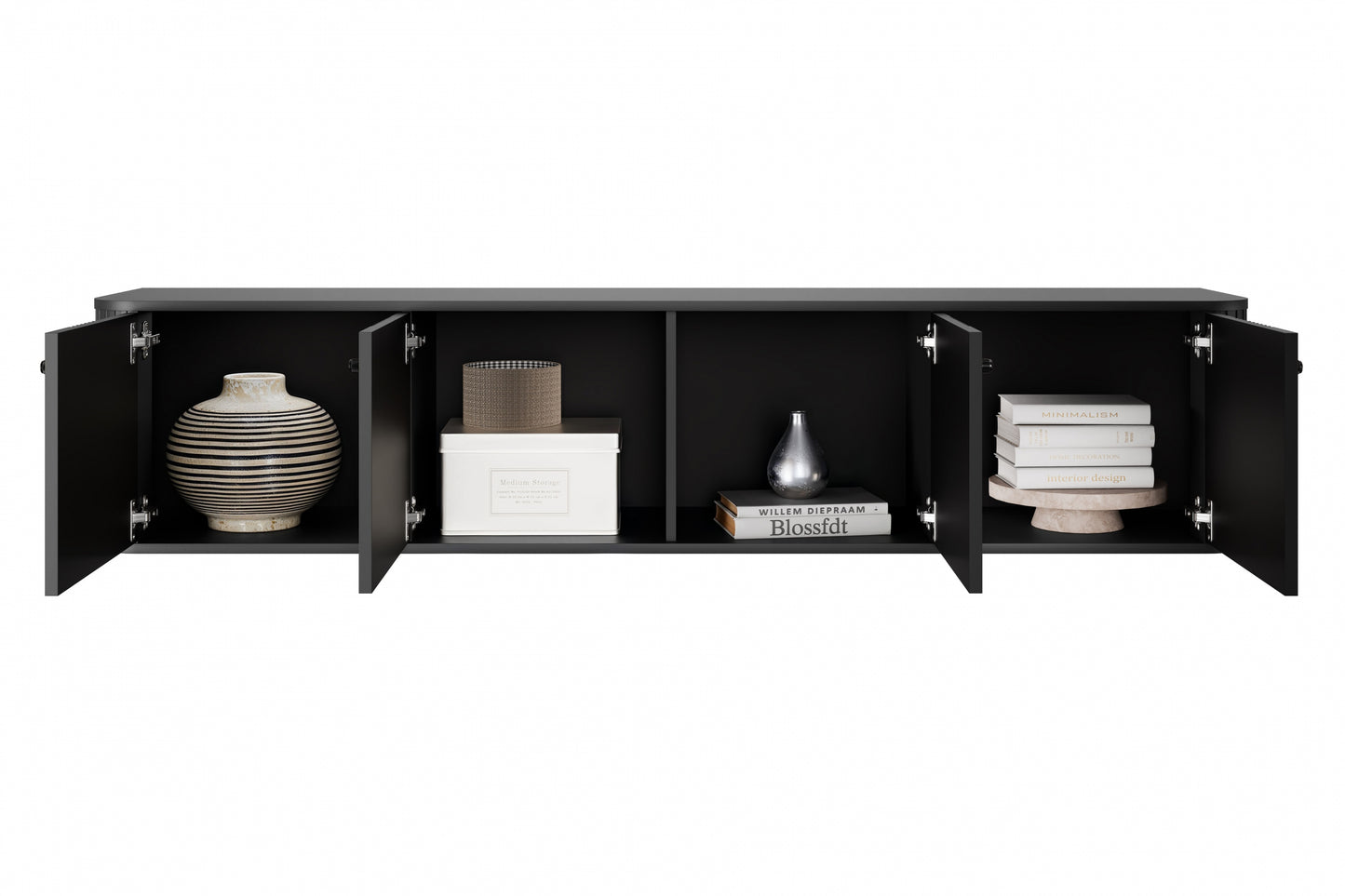 TV skapis Vespa 187/36/38 cm melns/melns - N1 Home