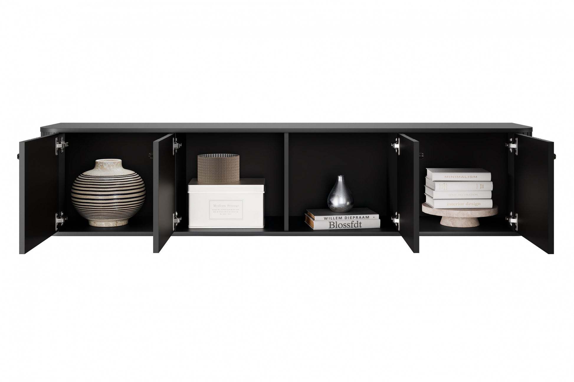 TV skapis Vespa 187/36/38 cm melns/melns - N1 Home