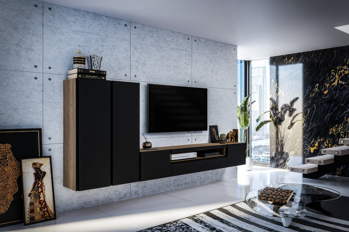 Skapis LOFT 40/120/34 cm melns/dabīgs - N1 Home