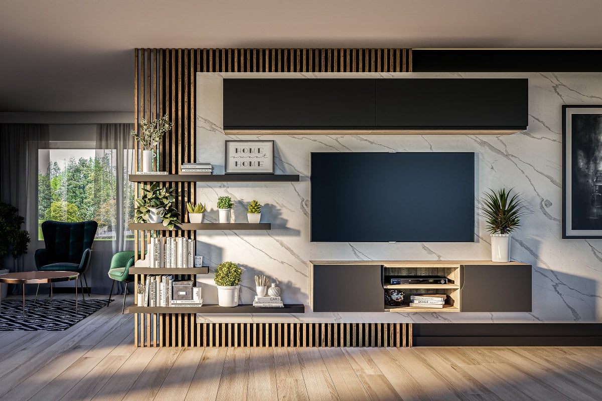 Skapis LOFT 120/40/34 cm melns/dabīgs - N1 Home