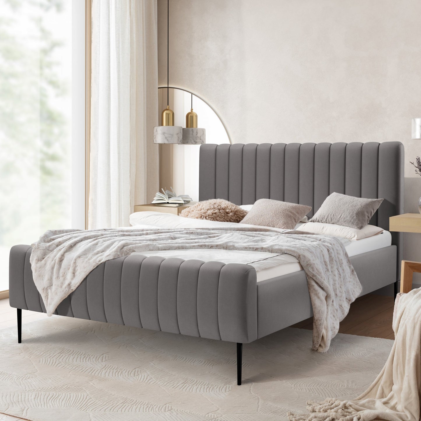 Gulta Austin melnas kājas 120; 140; 160; 180/200 cm Velluto 15 - N1 Home