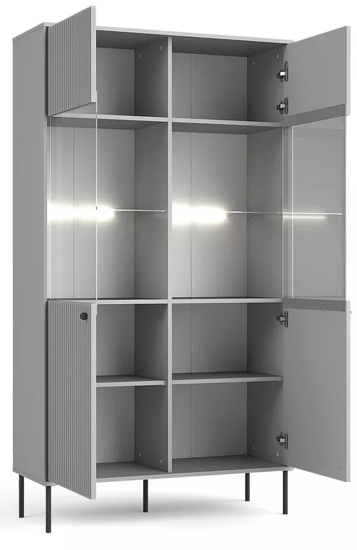 ZETO Pelēks divu durvju vitrīnas skapis - N1 Home