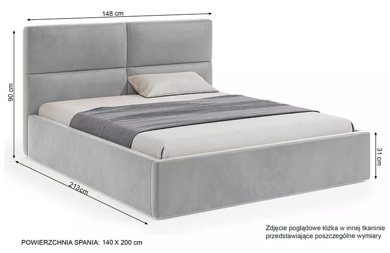 MAHEL Polsterēta gulta 140/160/180x200 cm ar glabātuvi, krēmkrāsas samts - N1 Home