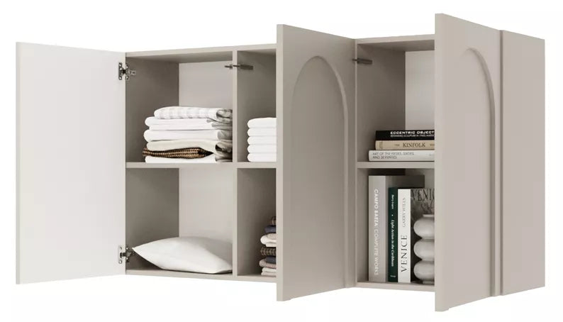 KADIA Trīsdurvju kumode ar frēzētām fasādēm, 150 cm, pelēks bēšs - N1 Home