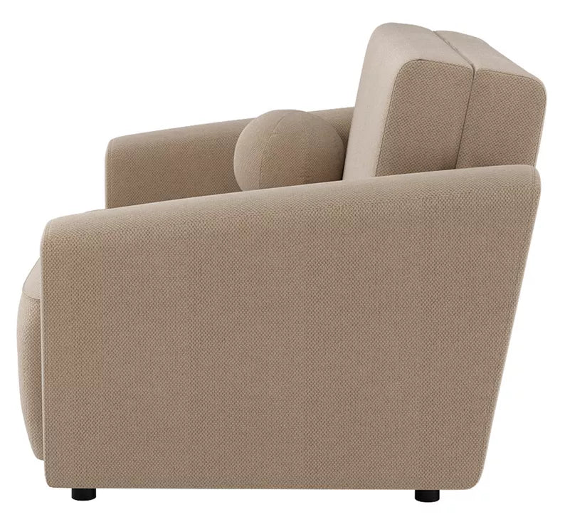 VIOSTE Divvietīgs dīvāns, 110 cm, ar glabātuvi, smilškrāsas hidrofobs šenils - N1 Home