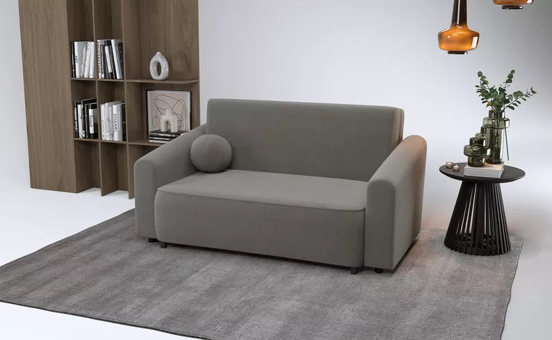 VIOSTE Divvietīgs dīvāns, 130 cm, ar glabātuvi, tumši pelēks hidrofobs šenils - N1 Home