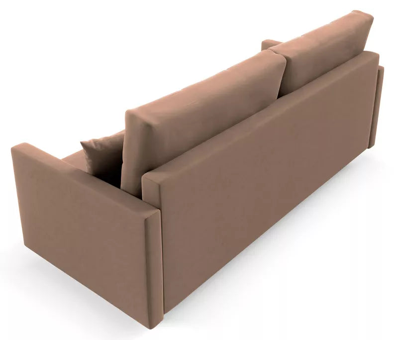 RAZO Dīvāns-gulta ar glabātuvii, gaiši brūns samts - N1 Home