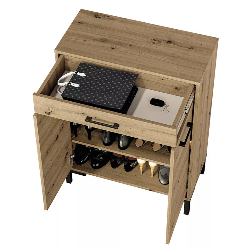 LARTI Apavu skapis 70 cm, divdurvju, amatnieka ozols - N1 Home