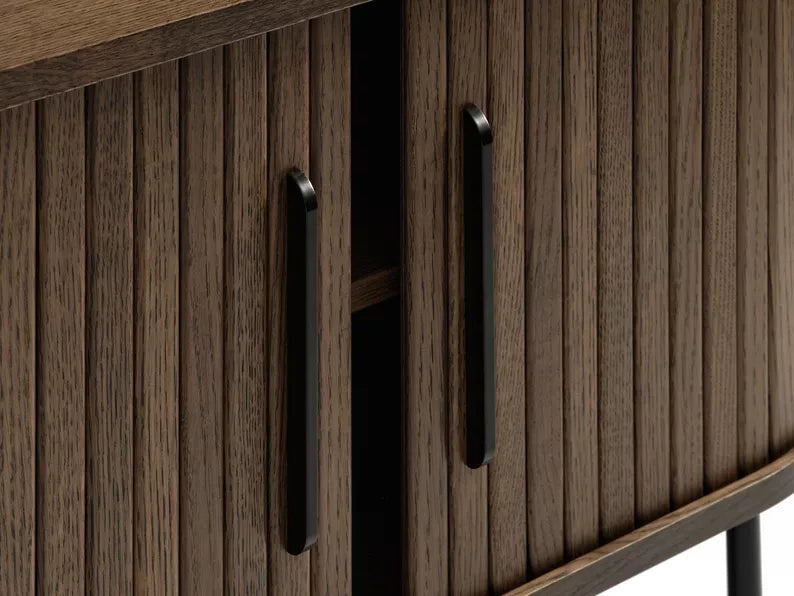 TIVELGA TV skapis, 180 cm, dedzinātas ozolkoka līstes - N1 Home