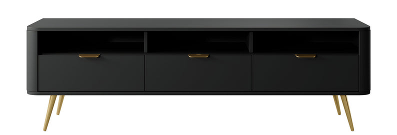 VALO TV skapis 160 cm ar padziļinājumiem, melns - N1 Home