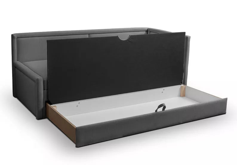 RILI Jauniešu gulta ar konteineru, tumši pelēka, universāla bize - N1 Home