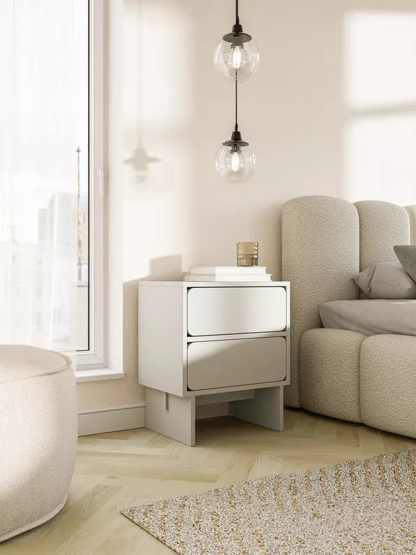 WEWE Naktsskapītis ar divām atvilktnēm, 50 cm, pelēki bēšs - N1 Home