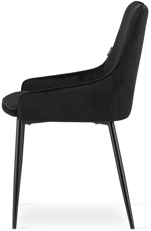 ZAMON Polsterēts krēsls no melna samta - N1 Home