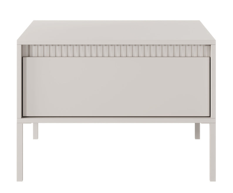 FETTO Kafijas galdiņš ar atvilktni un frēzētu priekšpusi, 68x68 cm, bēšs - N1 Home