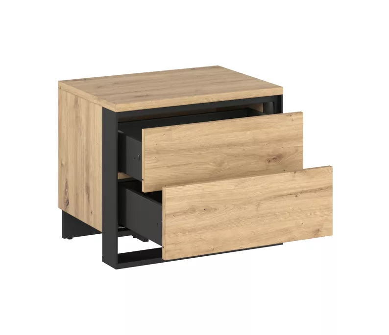 QANT Naktsgaldiņš ar atvilktnēm, artisan ozols/melns - N1 Home