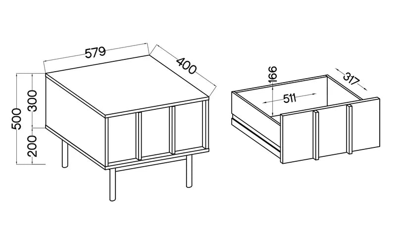 RESTO Naktsgaldiņš ar atvilktni, 58 cm, eļļots ozols - N1 Home