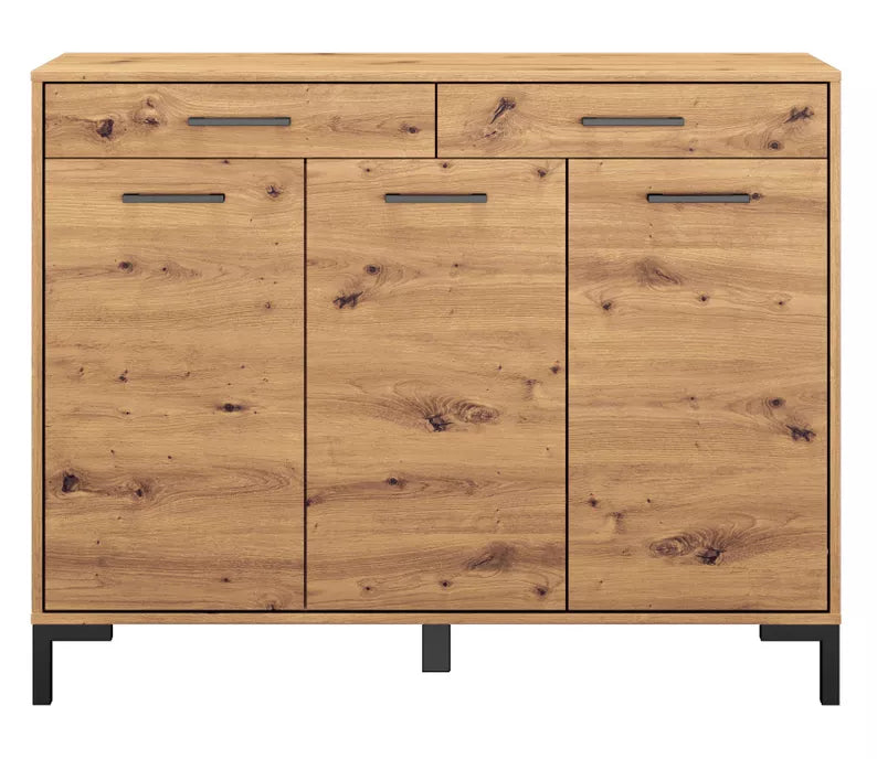 LARTI Apavu skapis 120 cm ar divām atvilktnēm, amatnieka ozols - N1 Home