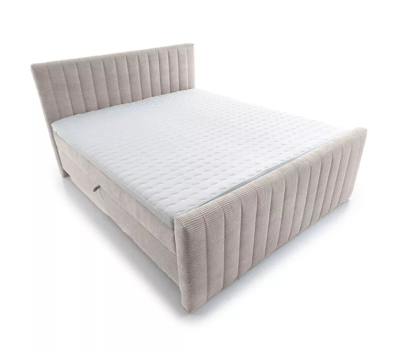 BINOLULA Kontinentālā gulta 1160/80x200 cm ar matraci un konteineriem, gaiši bēša velveta - N1 Home