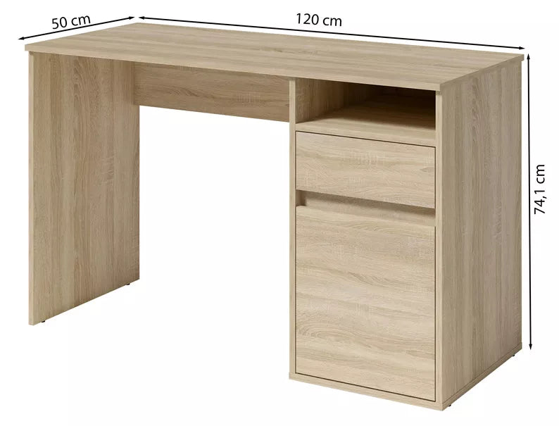 CILA Rakstāmgalds ar atvilktni un skapi 120 cm, sonoma ozols - N1 Home