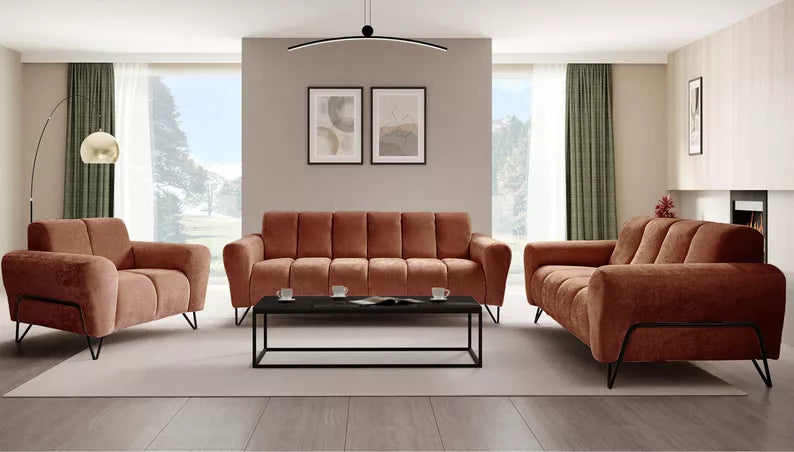 LAREVO Trīsvietīgs dīvāns, vara šenils - N1 Home