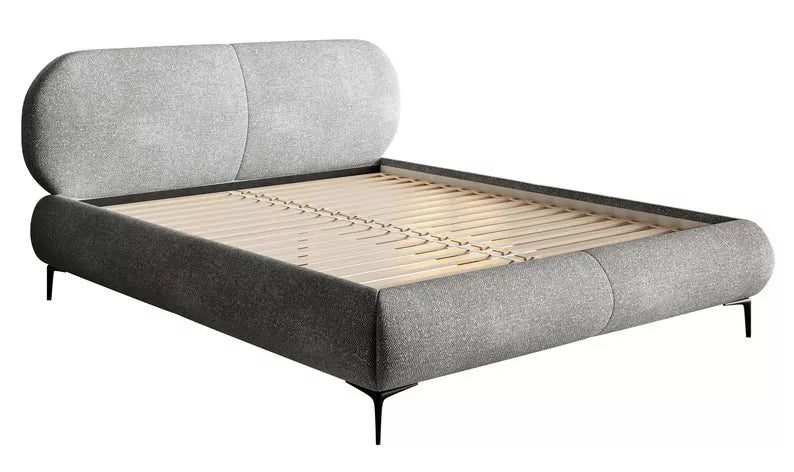 VALEO Polsterēta gulta 140/160/180x200 cm, pelēkas šenila, melnas kājas - N1 Home