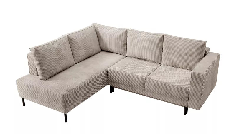 RIO Stūra dīvāns ar gulēšanas funkciju, ar konteineru, tumši smilškrāsas velveta, kreisa/laba puse - N1 Home