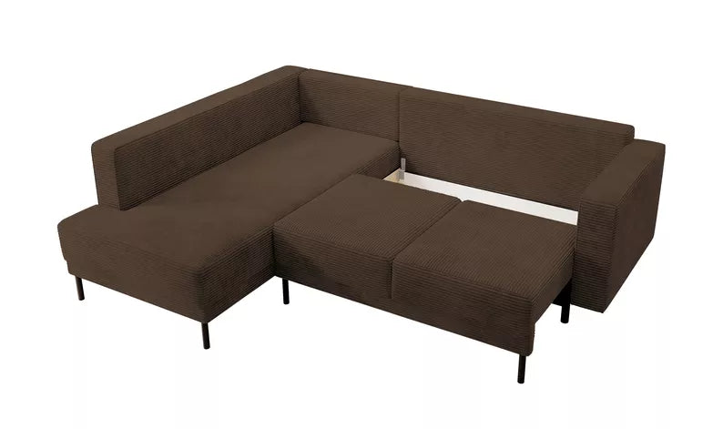 RIO Stūra dīvāns ar gulēšanas funkciju, ar konteineru, tumši brūns velvets, kreisa/laba puse - N1 Home